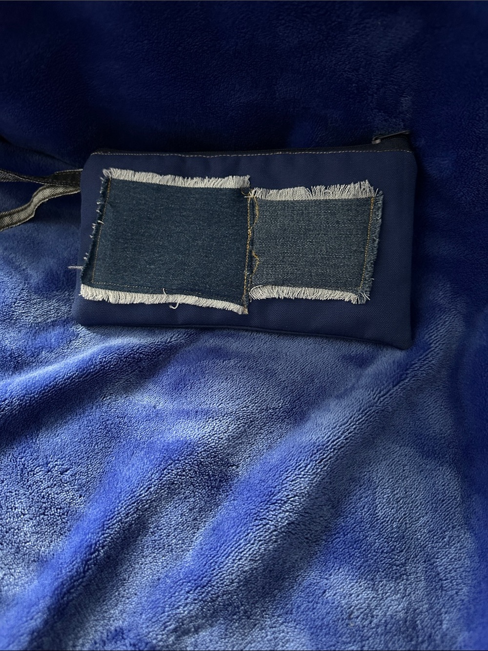 Navy Denim Accent Wrist Wallet - Women's Clutch